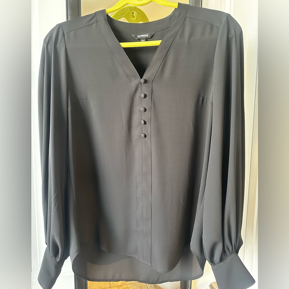 Express V-Neck Button Detail Blouse